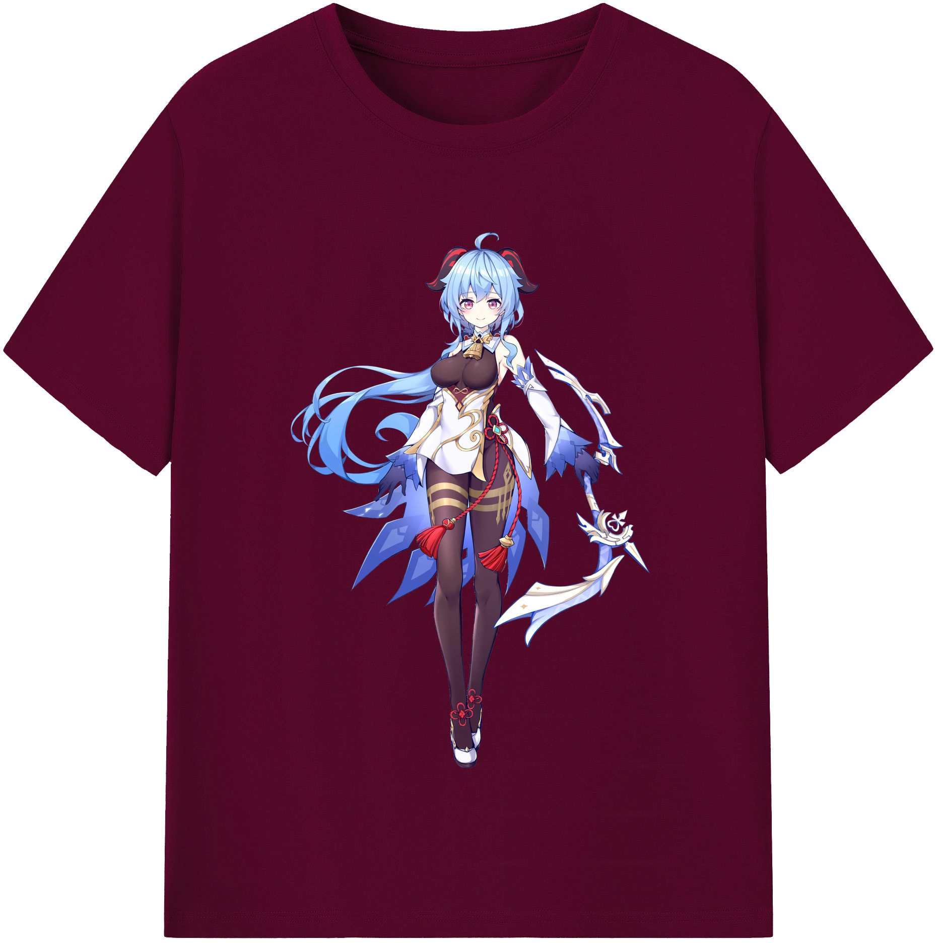 げんし神 甘雨 かんう genshin Ganyu レディースカジュアルプリントTシャツ（綿100％）